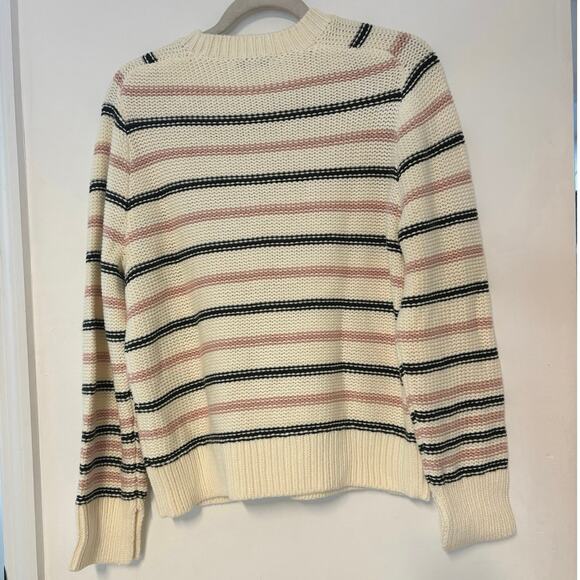 NWT Madewell Cotton Crewneck Sweater in Stripe In Dark Loden Stripe Size S - Picture 4 of 6